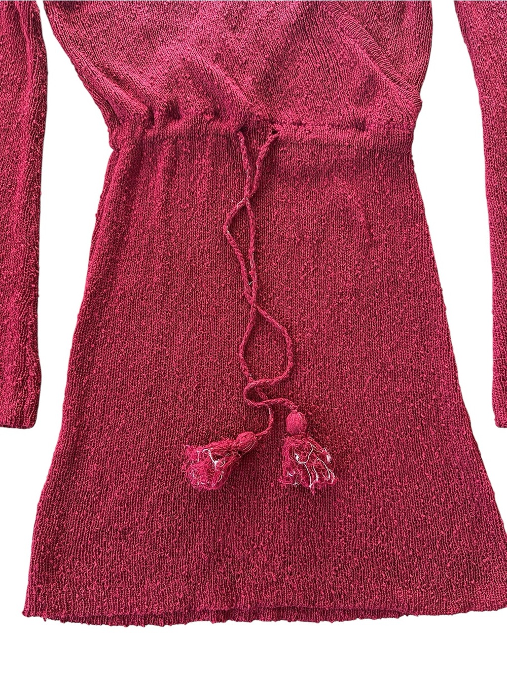 L*Space Topanga Sweater Knit Cover Up Dress Crimson Wrap Bell Sleeve Small - Picture 6 of 10